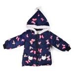 جاكت شتوي بطبعة الفراشات مع غطاء للرأس