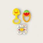 Colorful Baby Rattle Set – Duck, Dome & Heart Designs