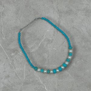 عقد خرز من الفيروز واللؤلؤ إكسسوارات يدوية الصنع بلمسة أنيقة