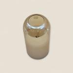 حامل شمعة زجاجي بسيط مع شمعة كريمية