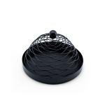 Modern Black Metal Food Cover with Tray - elegant wire mesh dome