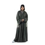 عباية مفتوحة بنسيج مميز مع جيوب