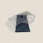 علبة كيك مستطيلة من الأكريليك بقاعدة سوداء