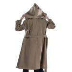 Women's Drop Shoulder Belted Hooded Overcoat 