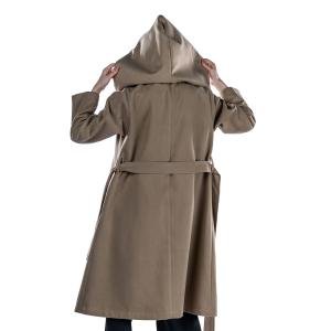 Women's Drop Shoulder Belted Hooded Overcoat 