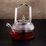 Elegant Glass Teapot with Stainless Steel Infuser & Handle