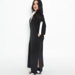 Mid-length dress with contrast collar