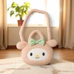 Kawaii Plush Character Shoulder Bag with Bow