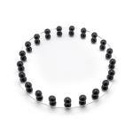 Round Acrylic Tray with Black Wooden Bead Border