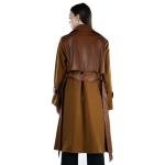 Women's Two Tone Long Lapel Belted Trench Coat