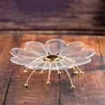 Luxury Floral Acrylic Serving Tray – Gold Accents Metal Legs