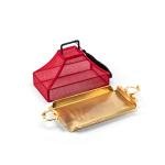 Luxury Indian pastry tray with nail handle Cartier-style, cotton fabric cover