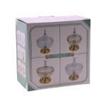 علبة حلويات اكريلك بغطاء مذهبة مربعة شفاف