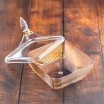 وعاء زجاجي فاخر مع غطاء - زخارف ذهبية