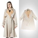 Two Tone Long Belted Trench Coat