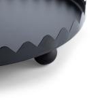 Metal Round Serving Tray with with Circular Cutout Edges