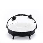 Round Porcelain Serving Tray with Handles