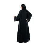 Elegant abaya with contrasting embroidery and shawl
