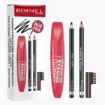 Rimmel London eye makeup collection, black eyeliner, and dark brown eyebrow liner