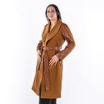 Women's Two Tone Long Coat With Belt