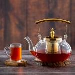 Glass Teapot with Infuser and Gold Handle