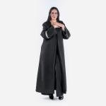 عباية شتوية مصنوعة من الشامواه مع صوف على الأكمام