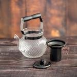 Glass Teapot with Stainless Steel Infuser - Textured Bubble Design