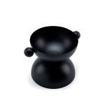 Black Modern Decorative Pedestal Bowl with Side Handles - double-tiered pedestal base
