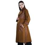 Women's Two Tone Long Lapel Belted Trench Coat