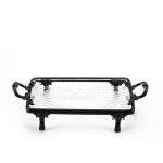 Crystal Dessert Serving Tray with Ornate Base & Handles