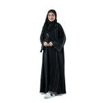 Elegant abaya with contrasting embroidery and shawl
