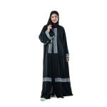 Royal Elegance Embroidered Front-Open Abaya with Contrast Detailing with Scarf