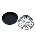 Modern Black Metal Food Cover with Tray - elegant wire mesh dome