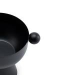 Modern Black Metal Decorative Bowl with Geometric Pedestal Base