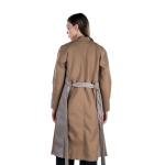 Women's long two-tone coat with a light brown belt