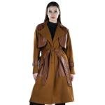 Women's Two Tone Long Lapel Belted Trench Coat