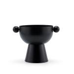 Modern Black Metal Decorative Bowl with Geometric Pedestal Base