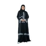 Royal Elegance Embroidered Front-Open Abaya with Contrast Detailing with Scarf