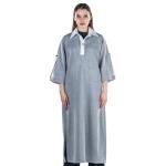  Casual Midi Dress With Contrast Collar