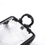 Crystal Dessert Serving Tray with Ornate Base & Handles