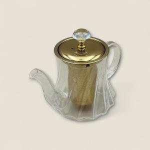 Gold Crystal Lid Glass Teapot Set