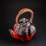 Elegant Glass Teapot with Wooden Handle and Stainless Steel Infuser