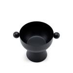 Modern Black Metal Decorative Bowl with Geometric Pedestal Base