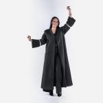 عباية شتوية مصنوعة من الشامواه مع صوف على الأكمام