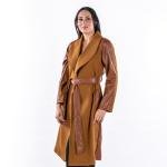 Women's Two Tone Long Coat With Belt