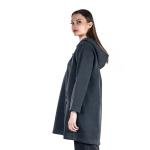 Women's loose hooded tunic with drawstrings