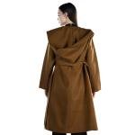 Drop Shoulder Belted Hooded Overcoat