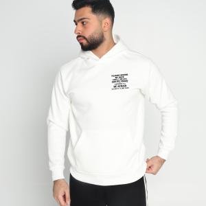 هودي مبطن بالفرو مع كلمات مطبوعة