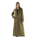 Women's Long Trench Coat With Black Piping