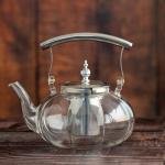 Glass Teapot with Stainless Steel Infuser and Handle